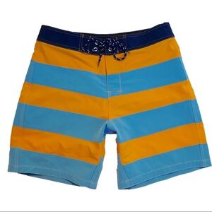 Greenlines BroadShorts For Teens Size 26 Basque Light Blue and Orange with Navy